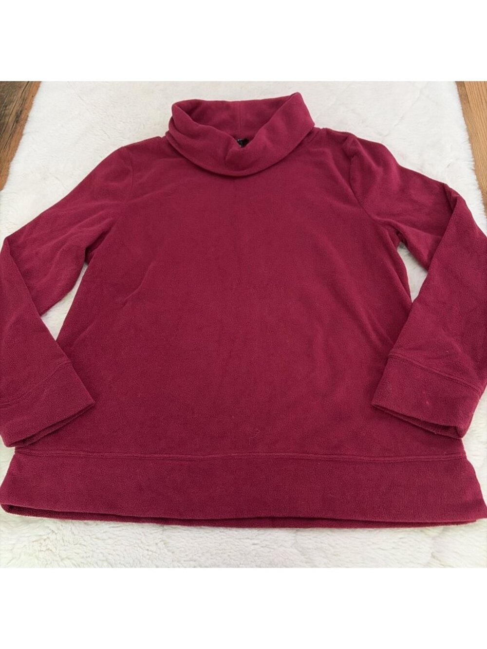Talbots Women L Burgundy Fleece Cowl Neck Sweater